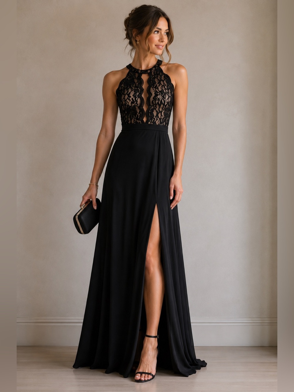Morgan and Co formal lace floor length dress